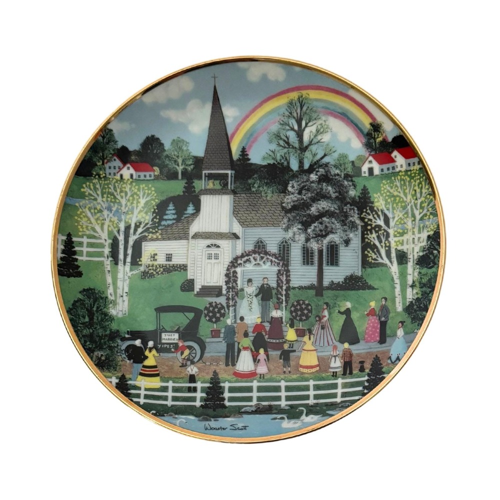 Rainbow Wedding Decorative Plate by Wooster Scott |‎ Limited Edition 8"